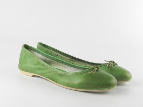 Balerini dama piele naturala E400  Verde-Tuffato