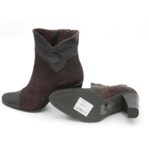 Botine dama din Piele naturala intoarsa Jene maro