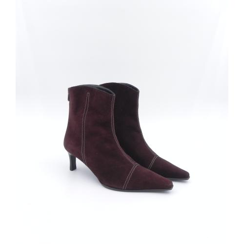 Botine dama din piele naturala intoarsa Luno maro