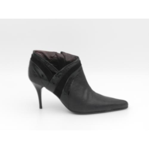 Botine dama din piele naturala Lacri negru