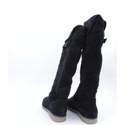 Cizme dama din piele intoarsa naturala Sico negru