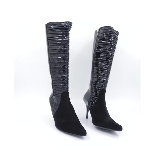 Cizme dama din piele lucioasa Confuzio negru