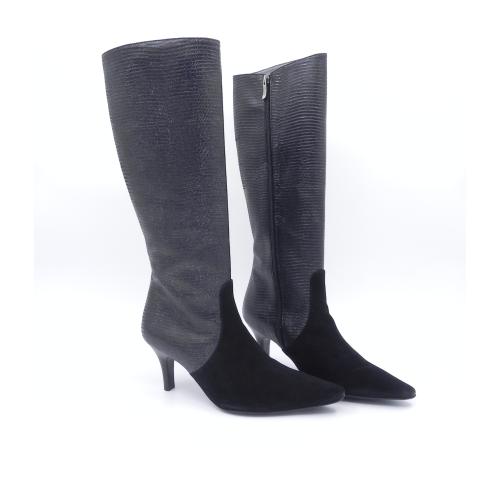 Cizme dama din piele naturala box si intoarsa Ravena negru