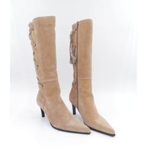 Cizme dama din piele naturala intoarsa Cara camel