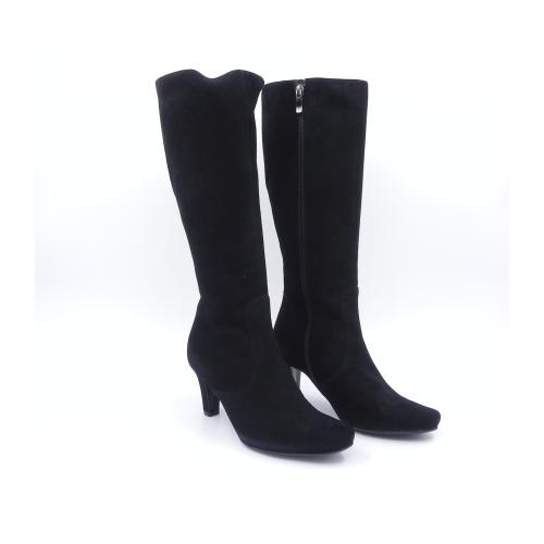 Cizme dama din piele naturala intoarsa Elara negru