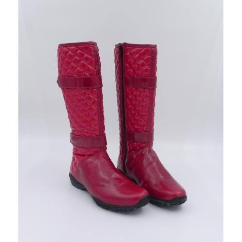 Cizme dama din piele naturala lucioasa Talero rosu