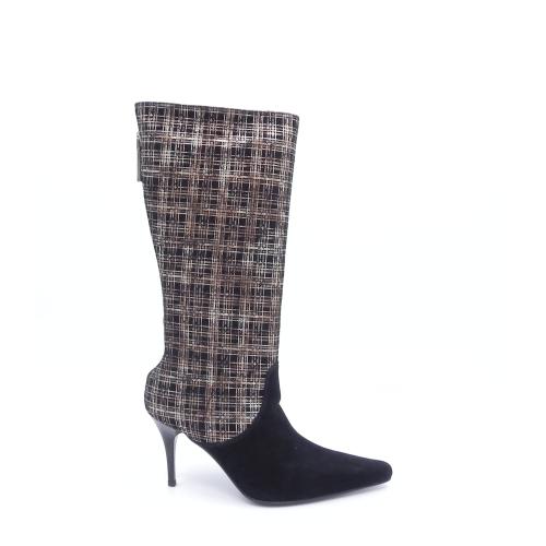 Cizme dama elegante din piele intoarsa naturala Cremeria negru