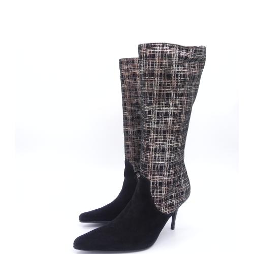 Cizme dama elegante din piele intoarsa naturala Cremeria negru