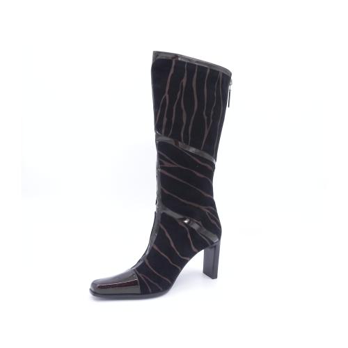 Cizme dama elegante din piele intoarsa naturala Veria negru
