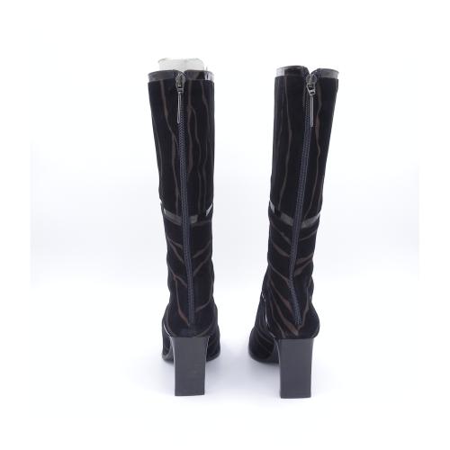 Cizme dama elegante din piele intoarsa naturala Veria negru