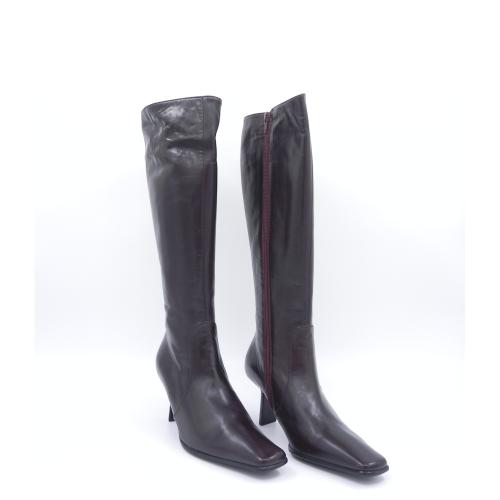 Cizme dama elegante din piele naturala Zalxi bordo