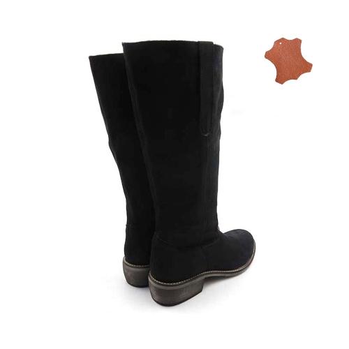 Cizme dama din piele intoarsa naturala Enrica negru