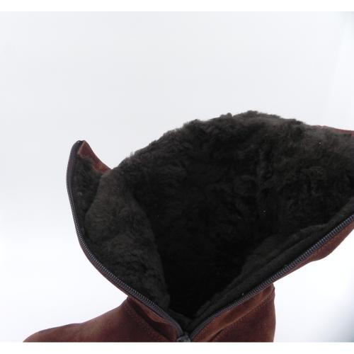 Ghete dama din piele naturala intoarsa Vena maro