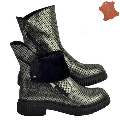 Ghete dama SANDRINA argintiu glitter
