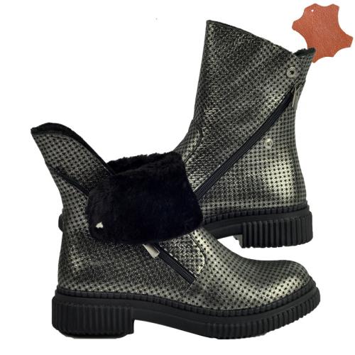 Ghete dama SANDRINA argintiu glitter
