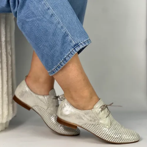 Pantofi dama casual Arginti din piele naturala Chloe Z76/B109-A