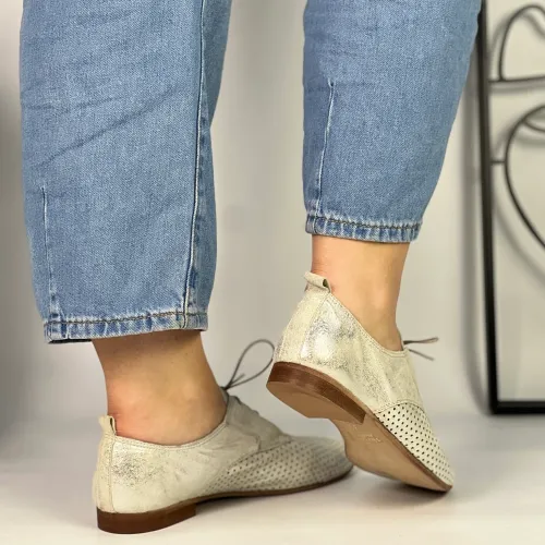 Pantofi dama casual Arginti din piele naturala Chloe Z76/B109-A