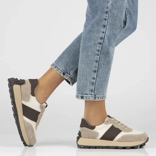 Pantofi sport dama Bej din Piele intoarsa Elise