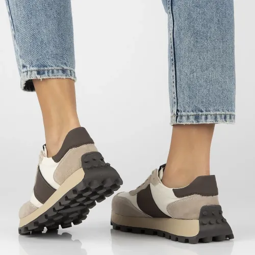 Pantofi sport dama Bej din Piele intoarsa Elise