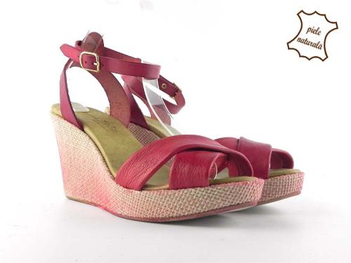 Sandale din piele naturala Emily rosu