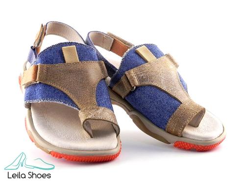 Sandale din piele naturala si jeans BAM 354 