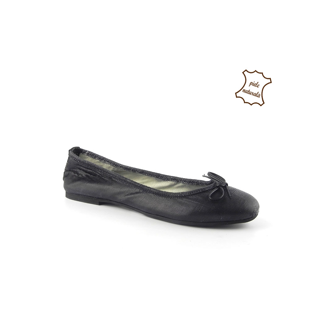 Balerini dama din piele naturala E400 Nero-intagliata