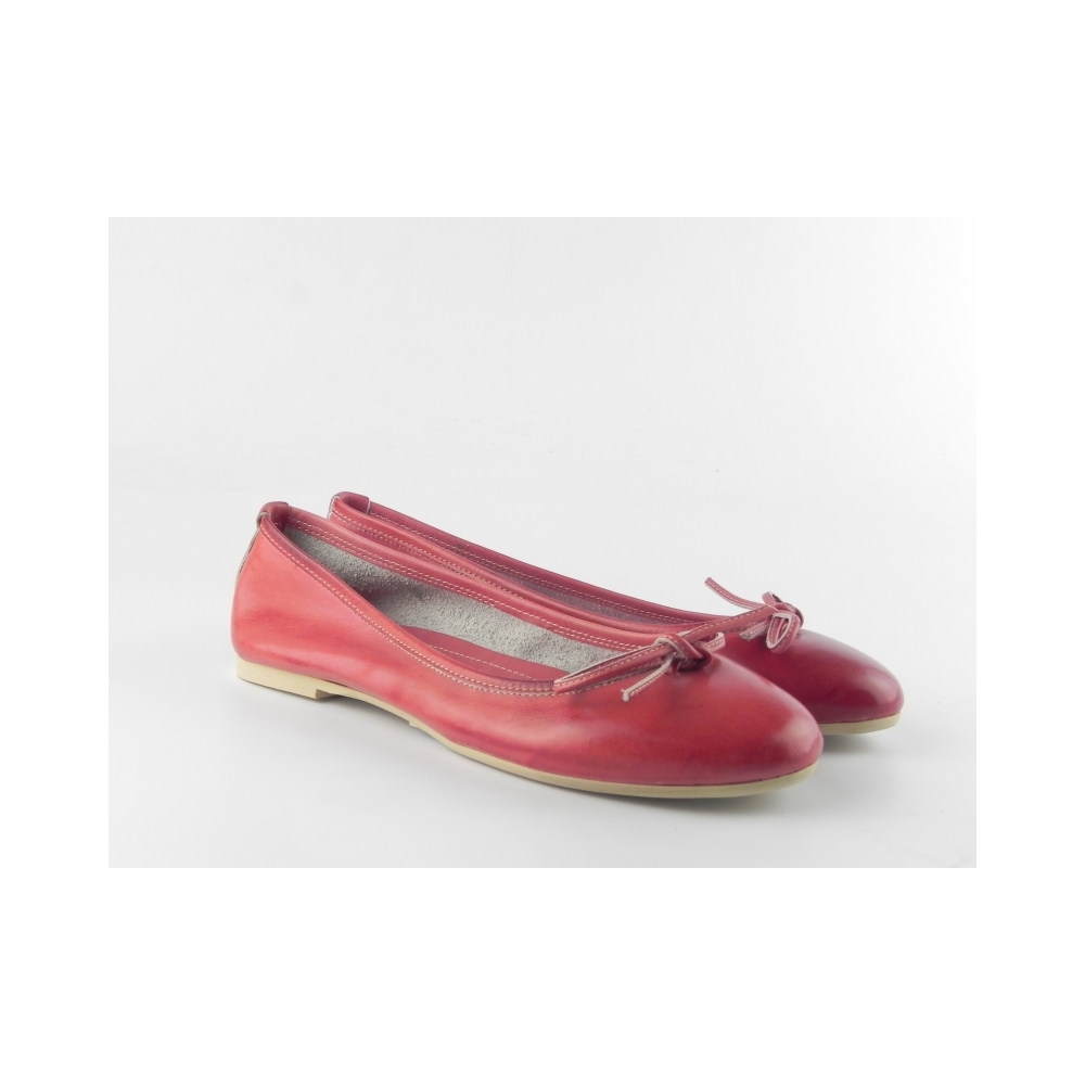 Balerini dama din piele naturala E400 Rosso-Tuffato