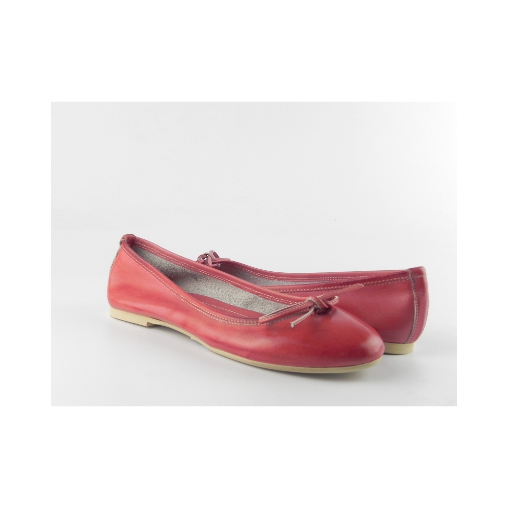 Balerini dama din piele naturala E400 Rosso-Tuffato