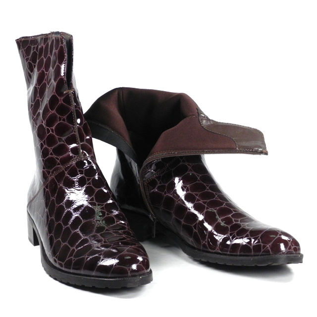 Botine dama din piele lac croco 8172-004 