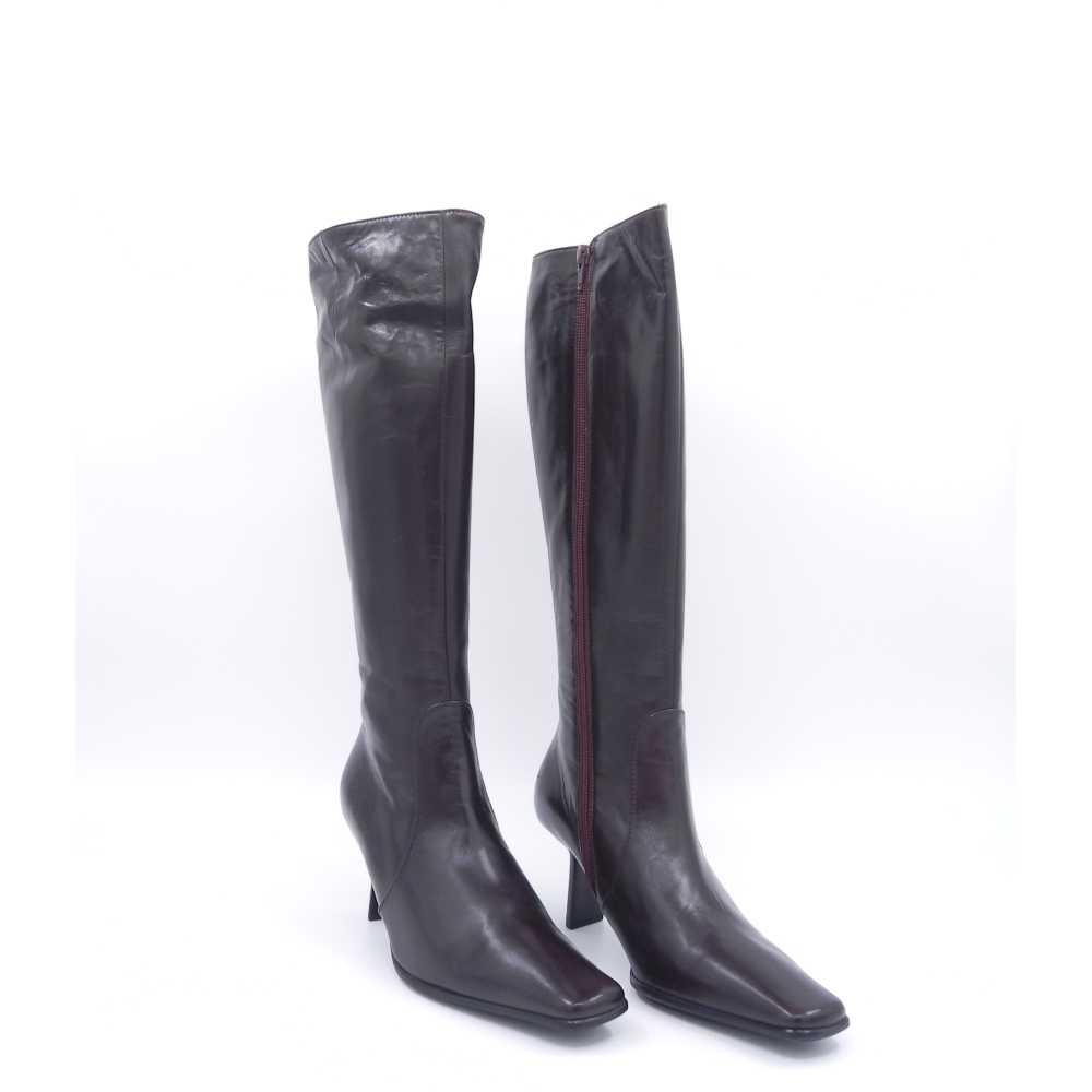 Cizme dama elegante din piele naturala Zalxi bordo