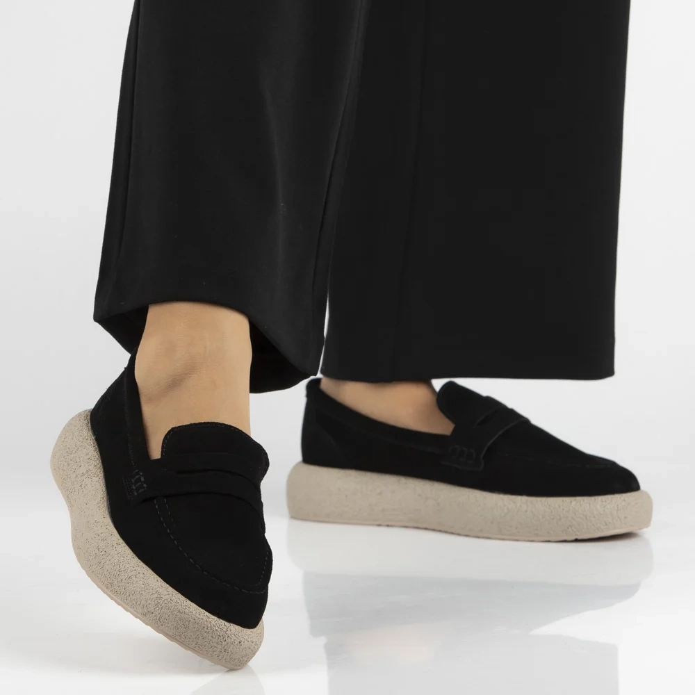 Pantofi dama casual Negri din Piele intoarsa Elia