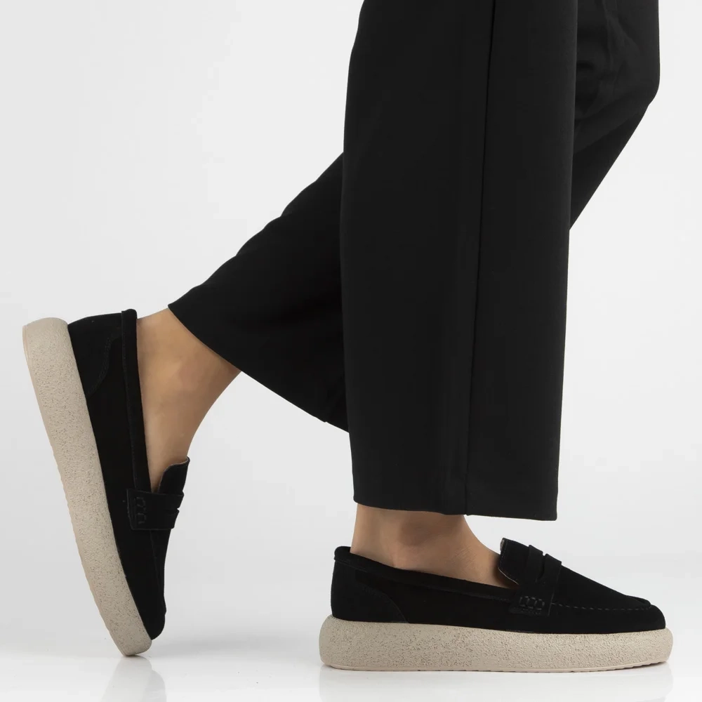 Pantofi dama casual Negri din Piele intoarsa Elia