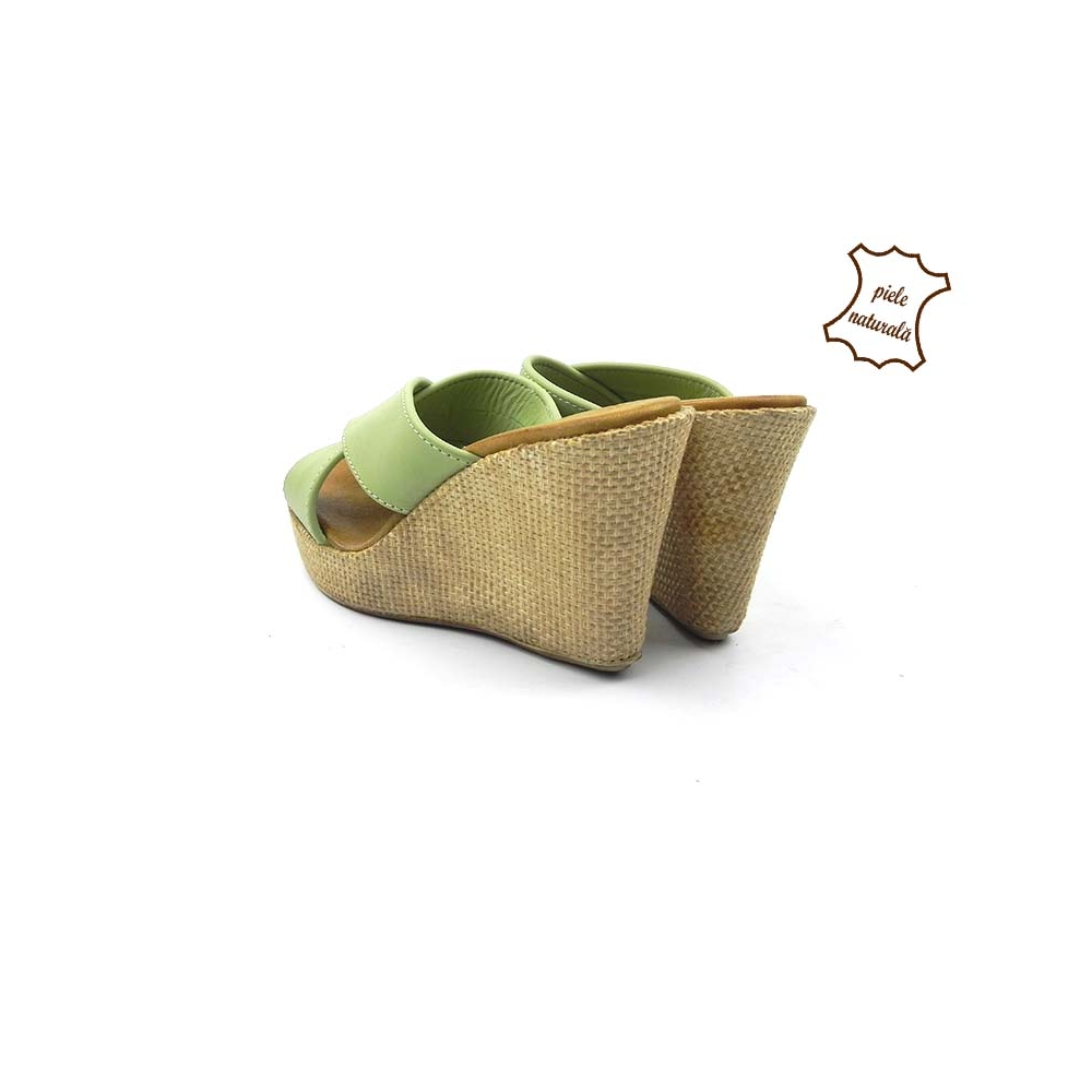 Papuci dama din piele naturala Sara verde