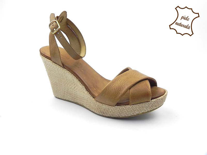 Sandale din piele naturala Emily maro