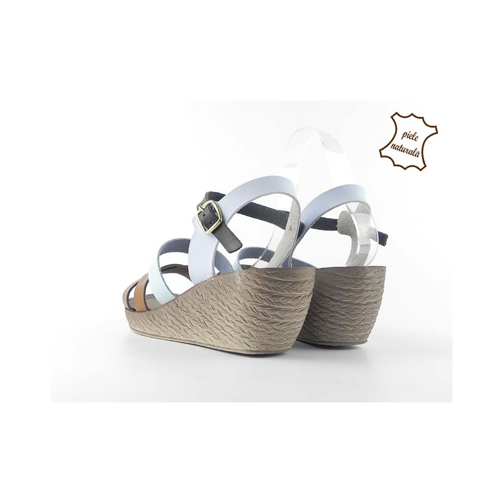 Sandale dama cu platforma din piele naturala Flower ITALY-03 
